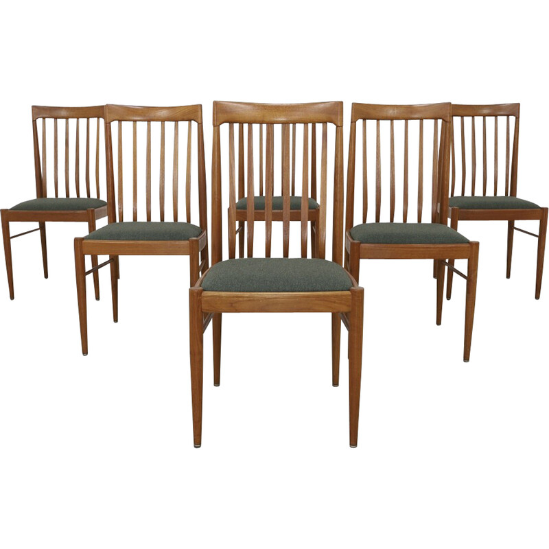 Set of 6 vintage teak and wool dining chairs by H.W. Klein for Bramin, 1970