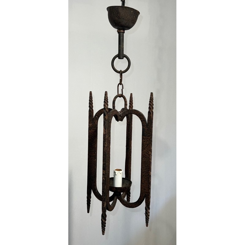 Vintage wrought iron chandelier, France 1950