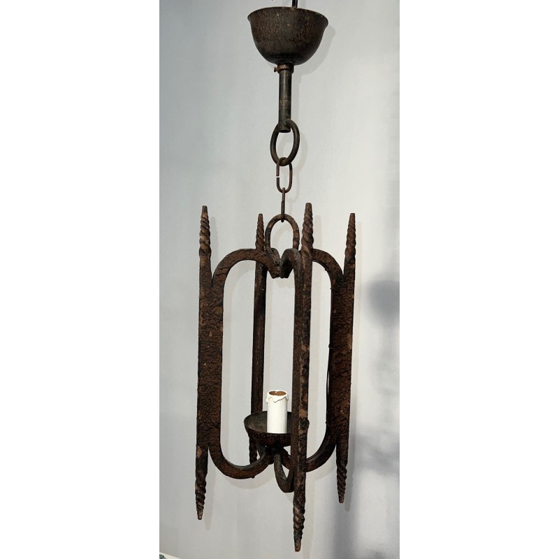 Vintage wrought iron chandelier, France 1950
