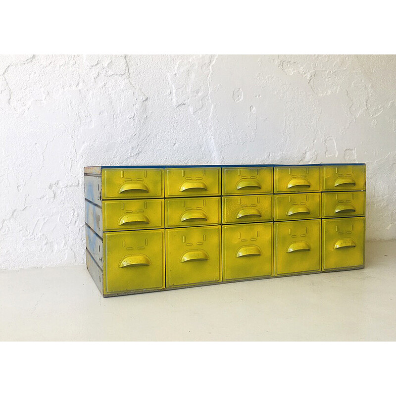 Set of vintage industrial metal drawers