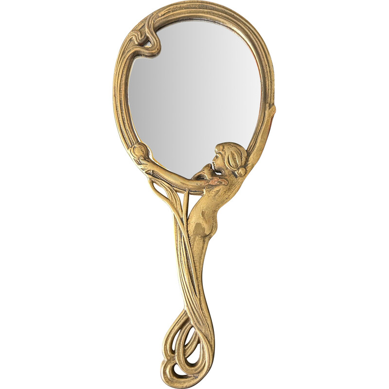 Espelho de latão Art Nouveau vintage