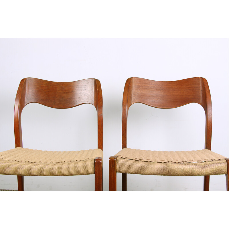 Pair of vintage model 71 chairs in teak and rope by Niels Otto Moller, Denmark 1960