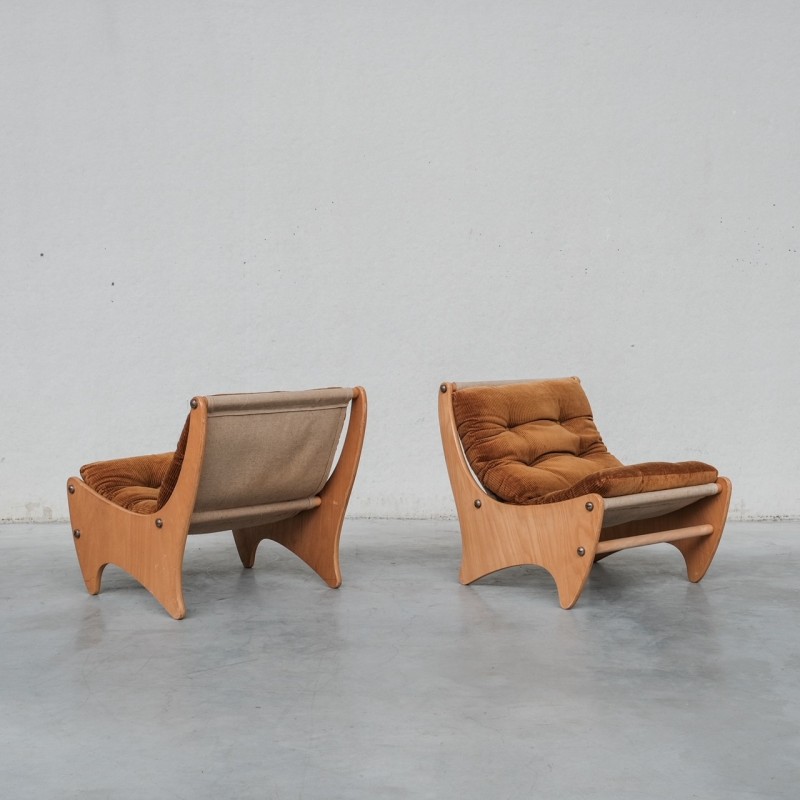Pair of vintage beech armchairs, Denmark 1980