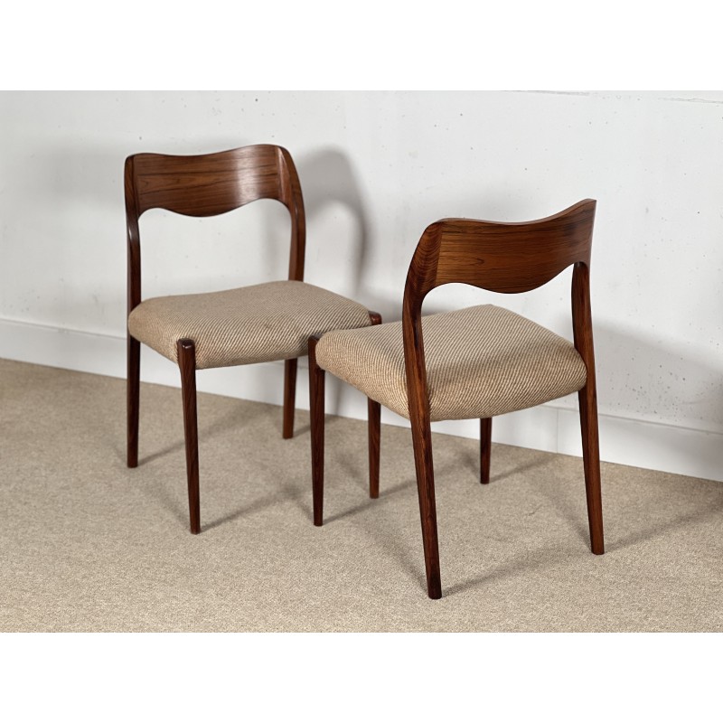 Set of 4 vintage dining chairs model 71 in rosewood for JL Møllers Møbelfabrik, Denmark 1950