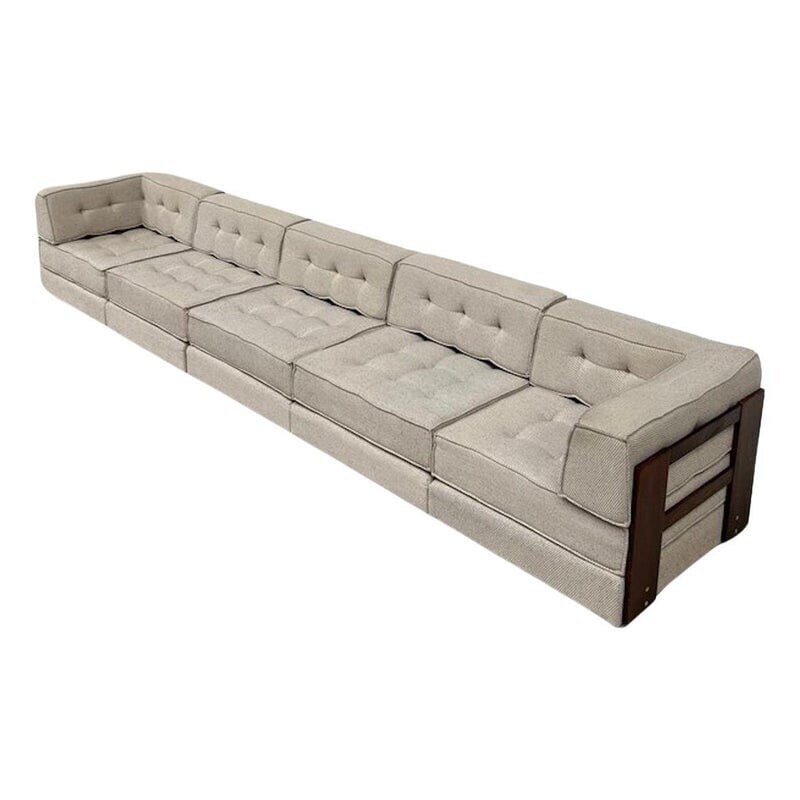 Vintage wooden 3-seater sofa