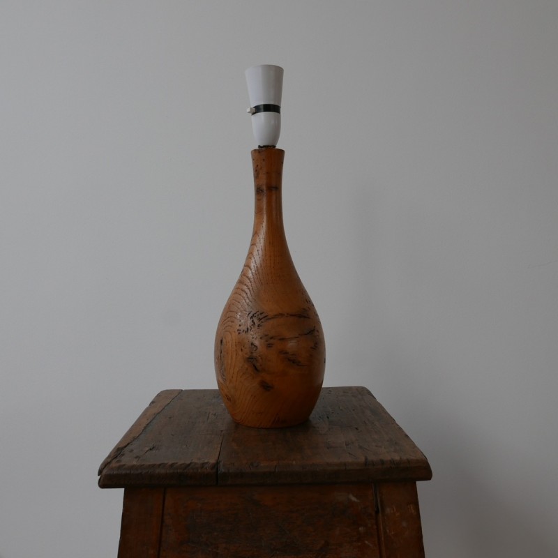 Vintage burl wood table lamp, England 1960