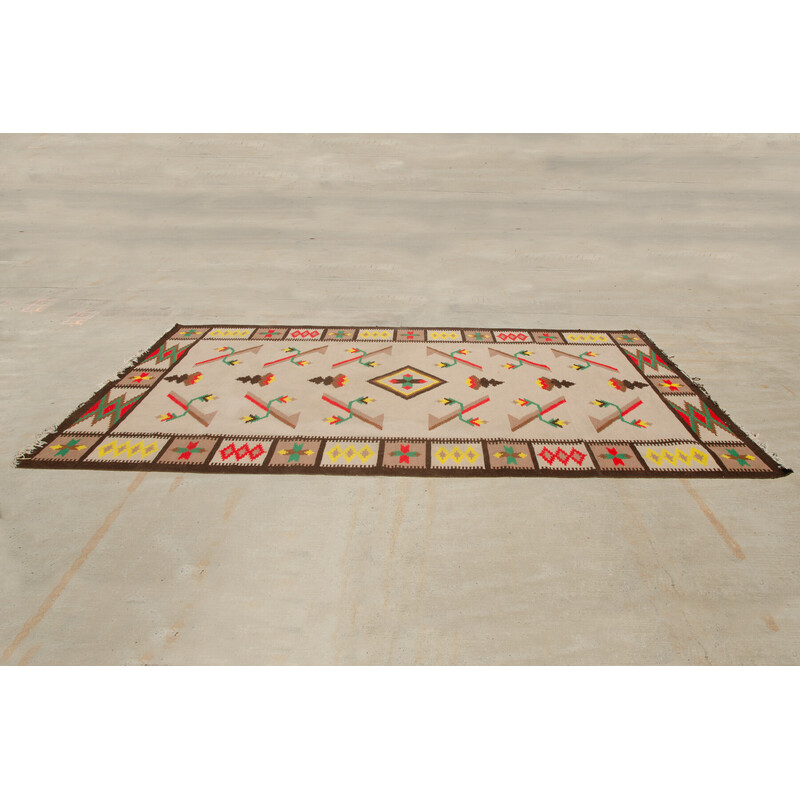 Modern vintage hand-woven Kilim rug, 1970