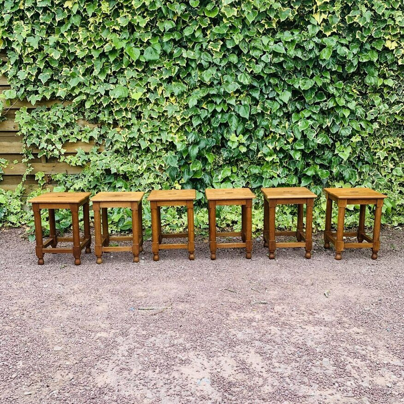 Set of 6 vintage oak stools