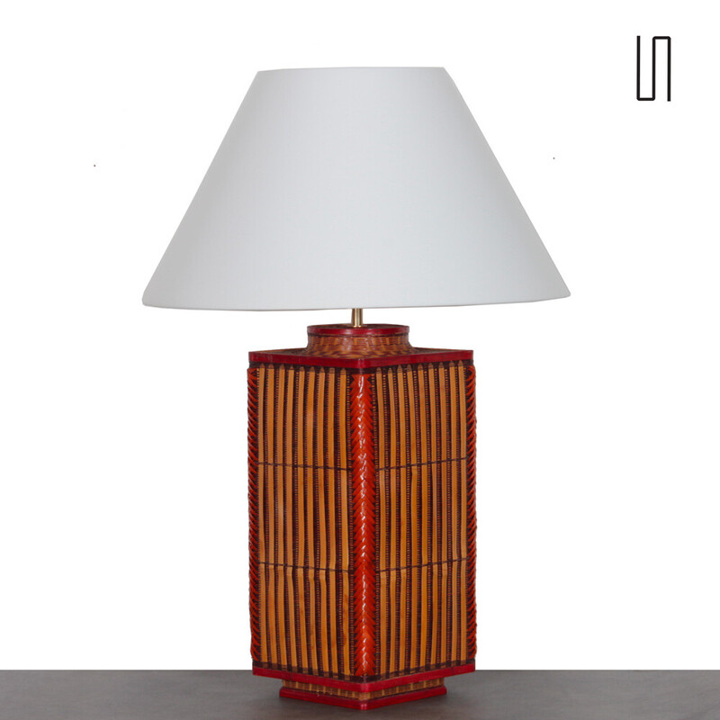 Lampe vintage en vannerie