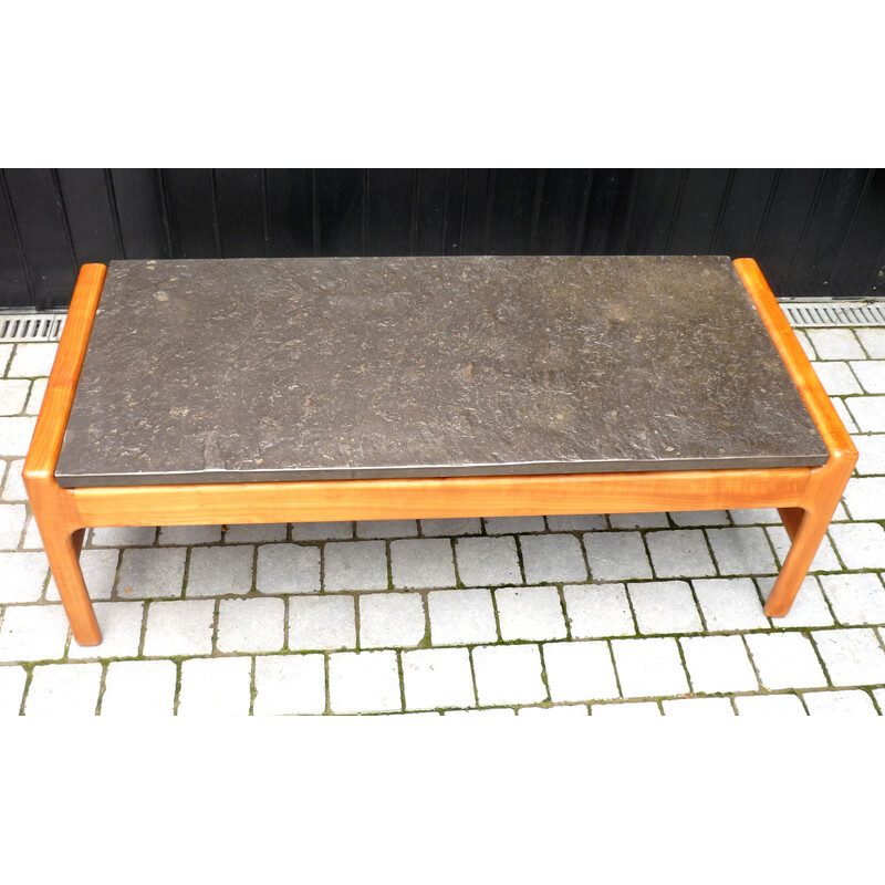 Vintage black slate coffee table