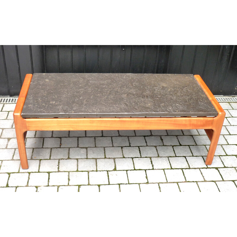 Vintage black slate coffee table