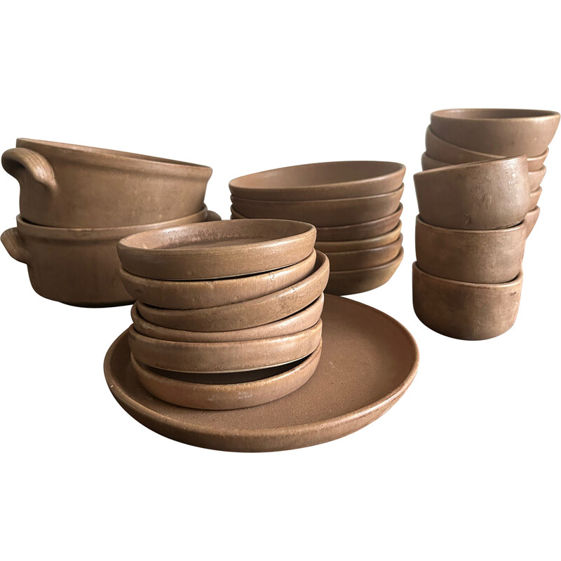 Vintage stoneware tableware set, 1970