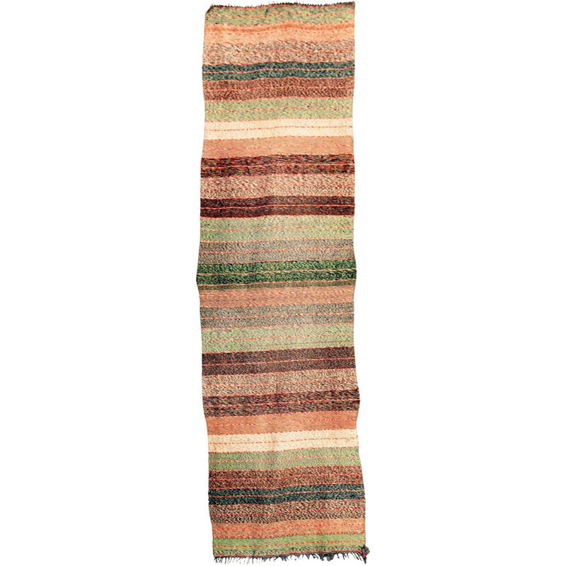 Tapis grec en laine multicolore pastel tissé à la main - 1950