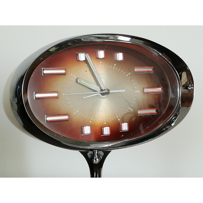 Vintage Clock chrome plastic - 1970s