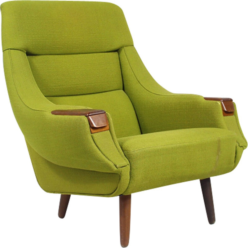 video gedragen Vulkaan Vintage groene fauteuil in rozenhout van H.W. Klein - 1960