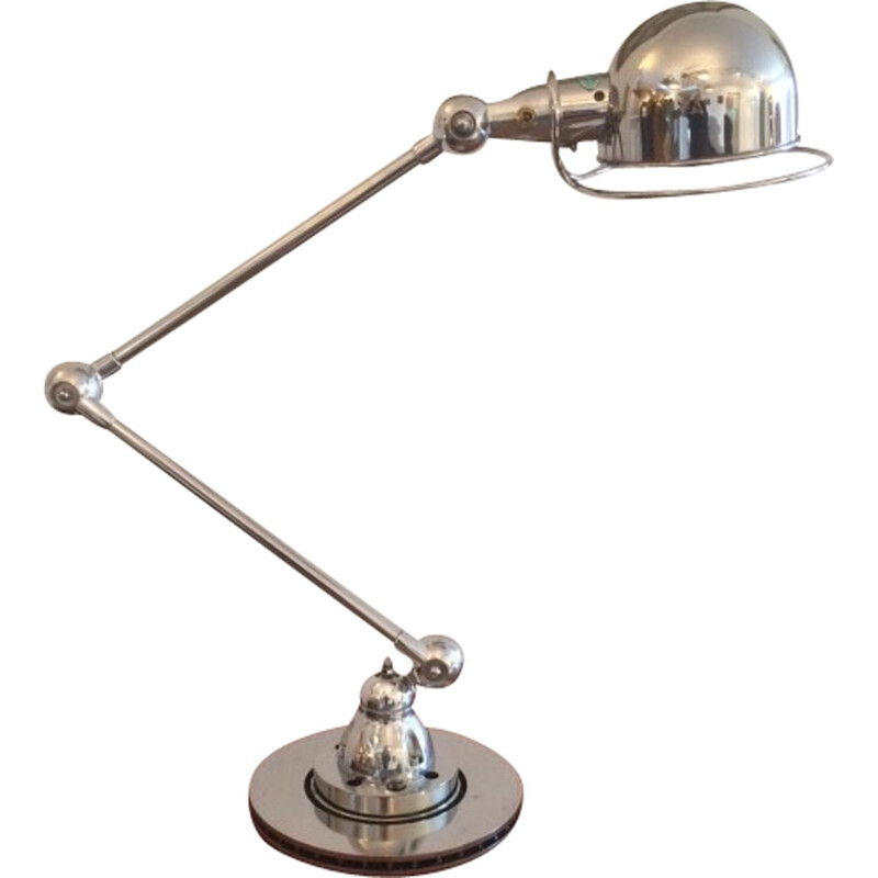 Vintage 2 arm polished steel lamp by Jielde, 1950