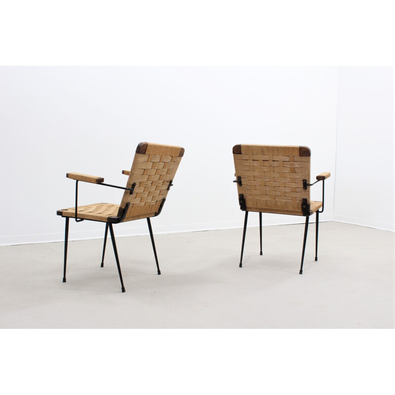Set of 2 roped Lounge Chairs by Giuseppe Pagano - 1940s