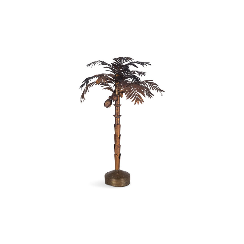 Lampadaire vintage palmier en cuivre