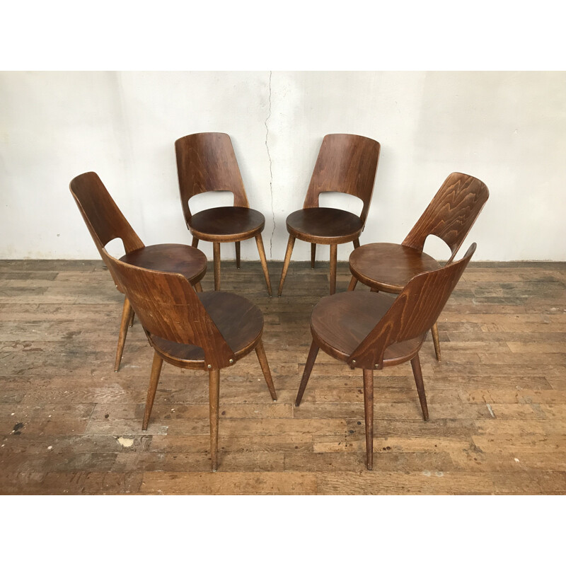 Suite de 6 chaises bistrot vintage "Mondor" par Baumann