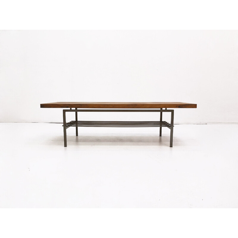 Vintage scandinavian coffee table in rosewood and steel 1960