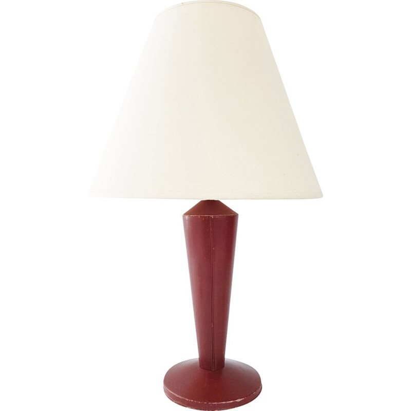 Lámpara de mesa de cuero rojo