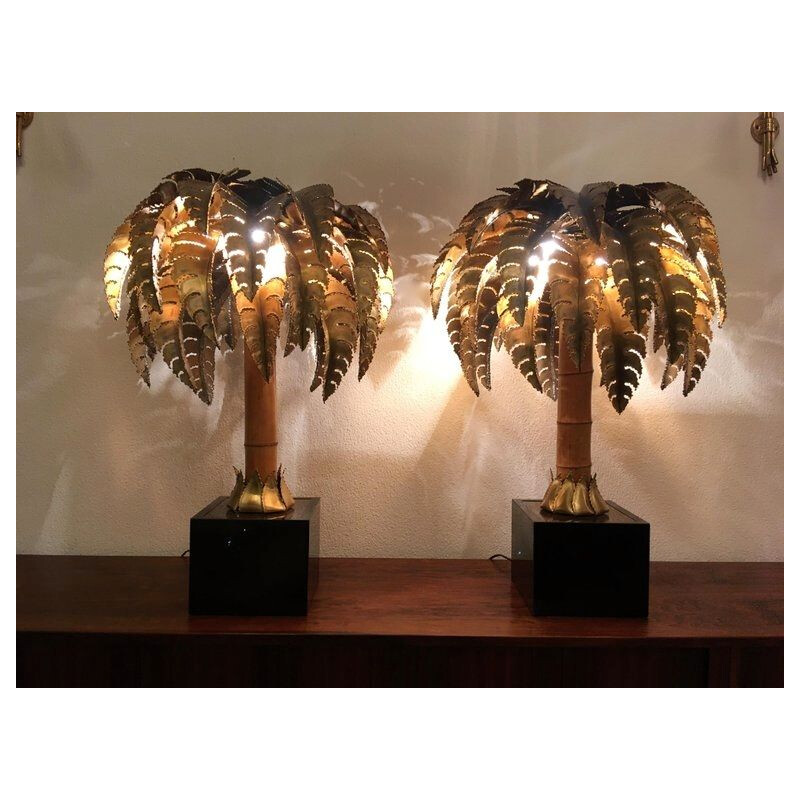 Paire de lampes Palmier vintage par Maison Jansen