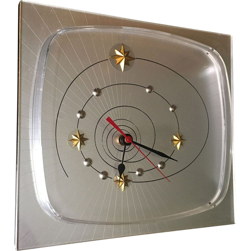 Vintage Ortf clock by Ato in metal and plexiglas 1960