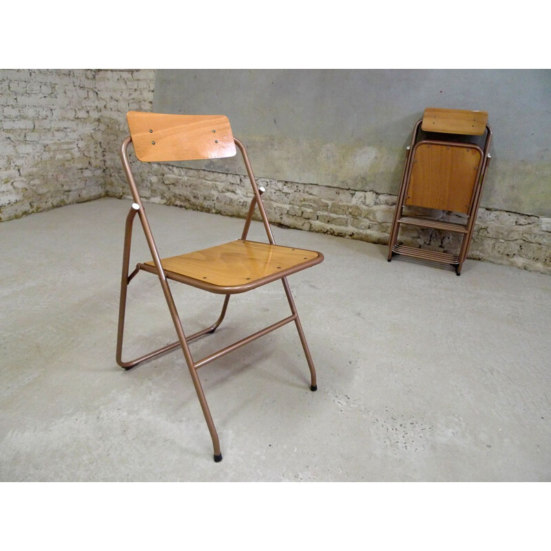 Série de 6 chaises vintage pliantes Lallemand 1960-70s