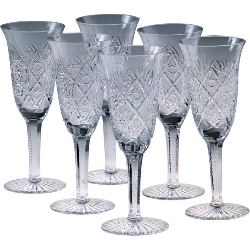 Set di 24 bicchieri vintage in cristallo di Moser, Repubblica Ceca 1960