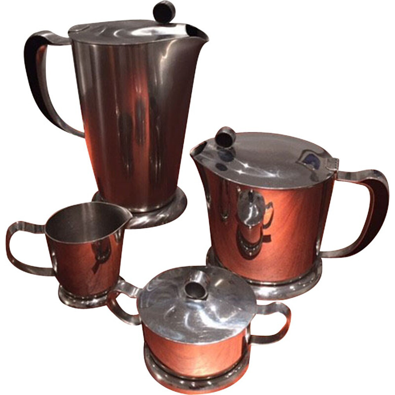 Conjunto de chá e café Vintage em aço inoxidável e bakelite para Gense, 1950