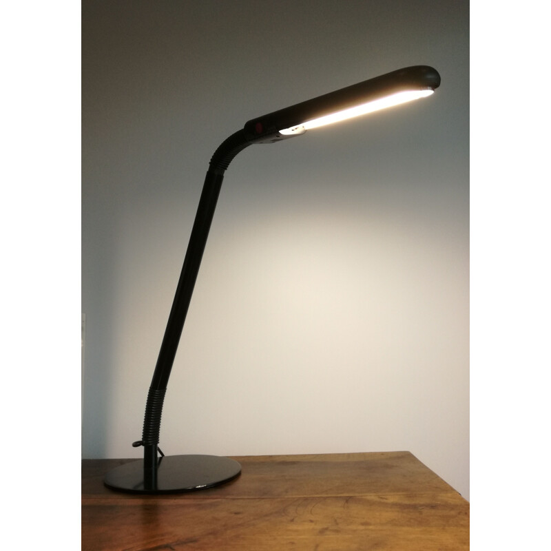Lampe de bureau vintage Manade en métal noir par Philippe Michel 1980