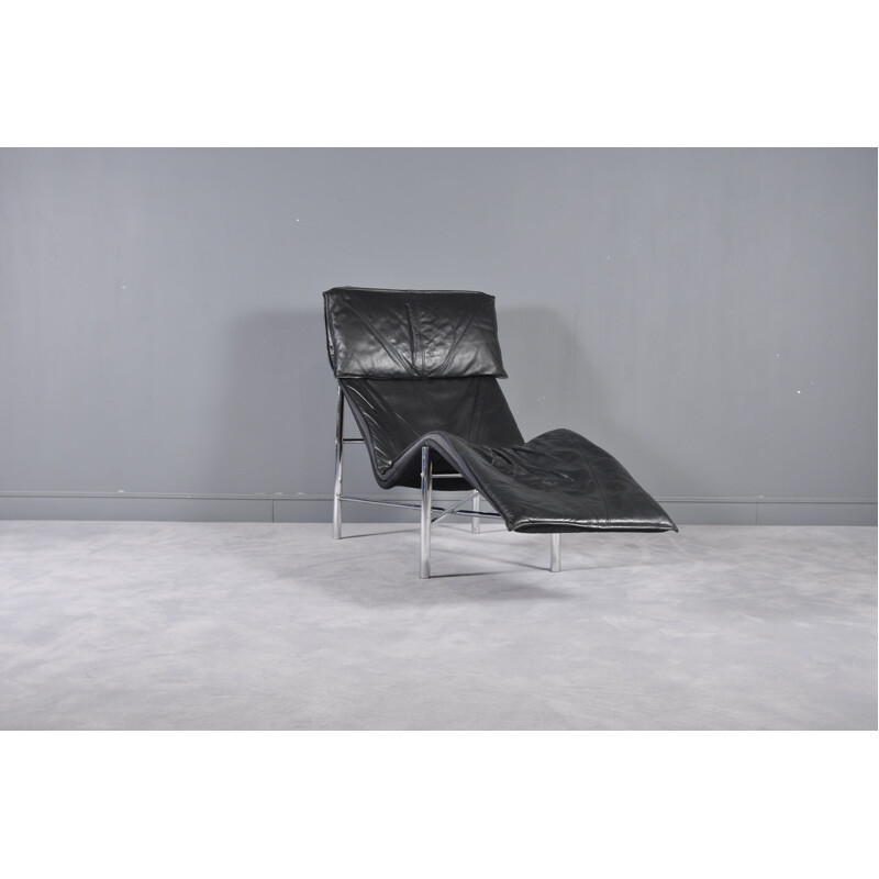 Buitenlander Doe mijn best krater Vintage Skye lounge chair for IKEA in black leather and inox 1970s