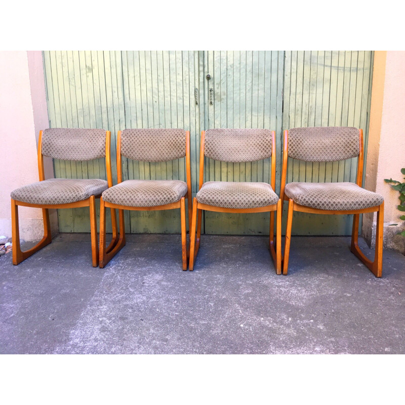 Ensemble de 4 chaises vintage traîneau par Self, 1960