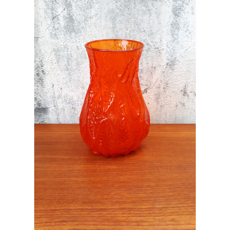 Vintage-Vase aus orangefarbenem Glas, 1960