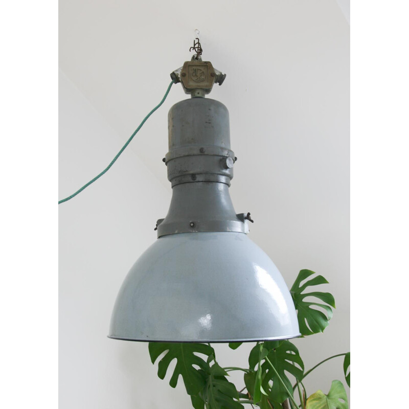Large vintage industrial ceiling lamp by Elko