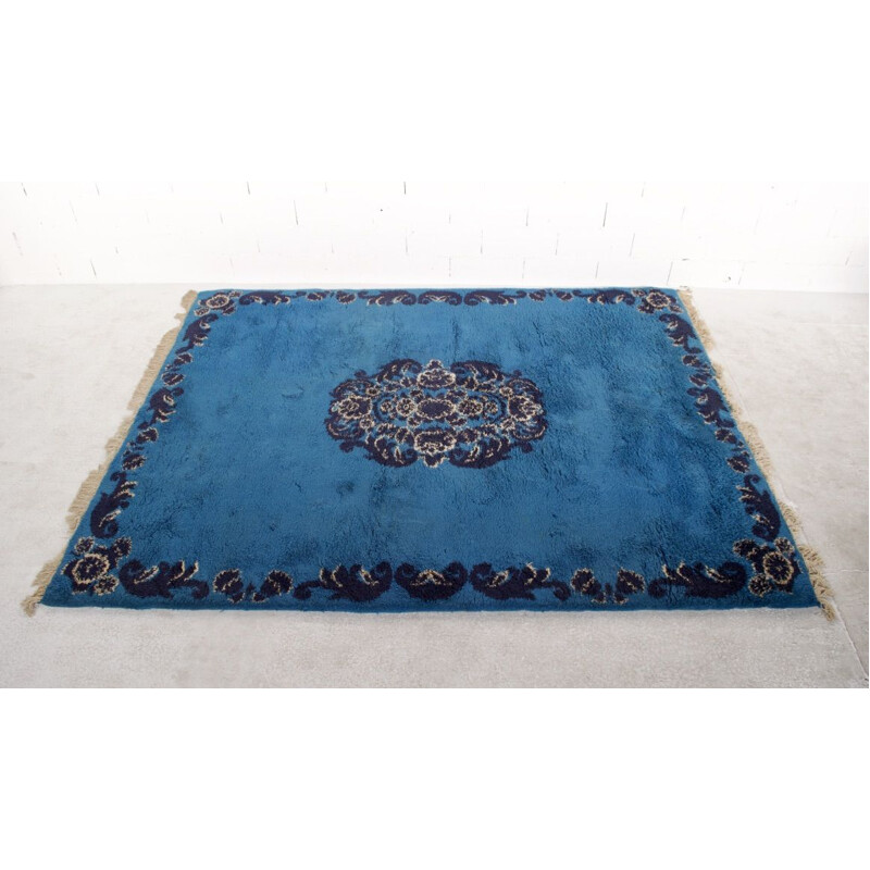 Tapete berbere de lã azul vintage