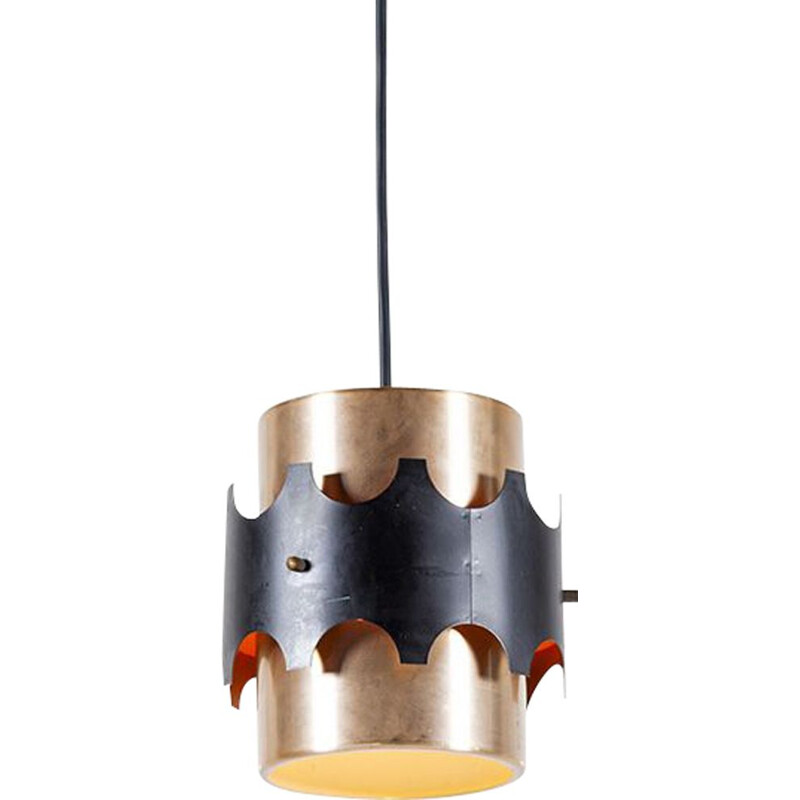 Vintage copper and metal pendant lamp by Werner Schou for Coronell, Denmark  1960
