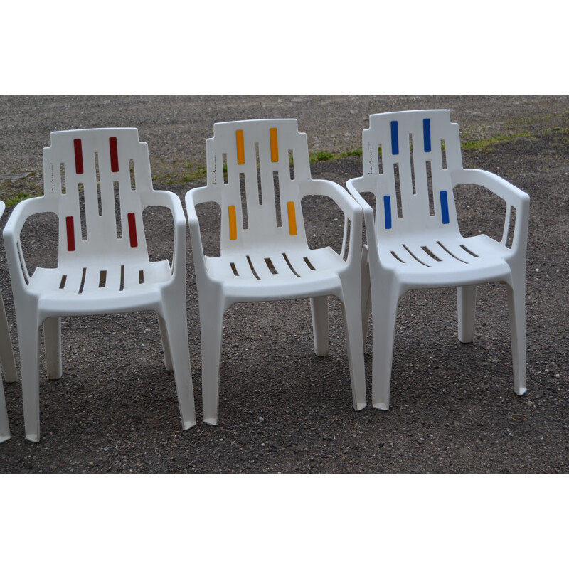 Suite de six fauteuils de jardin Henry Massonnet Stamp "Mambo" ou "Boston",  Pierre PAULIN - 1988